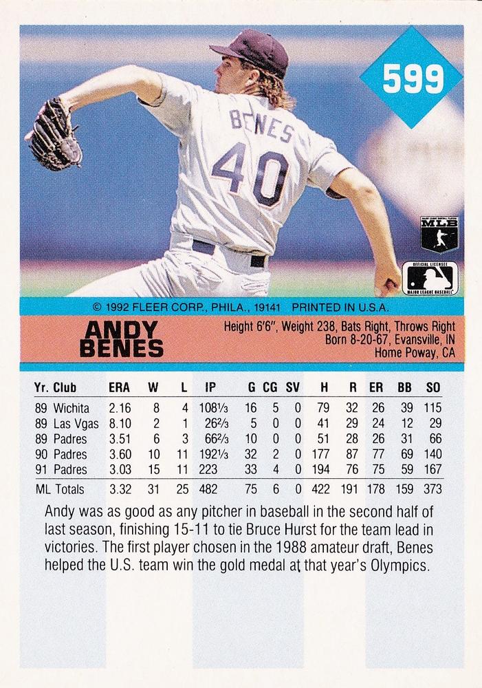 Andy Benes  baseball card collectible - Main Image 2