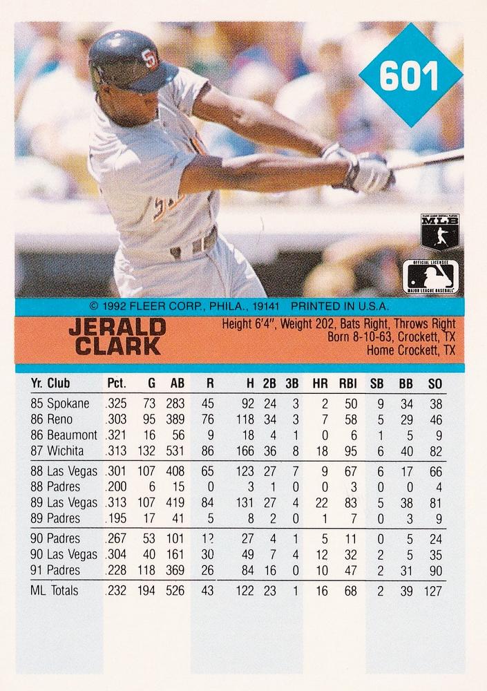 Jerald Clark  baseball card collectible - Main Image 2