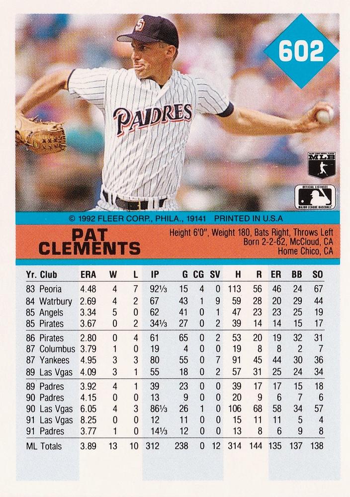 Pat Clements  baseball card collectible - Main Image 2