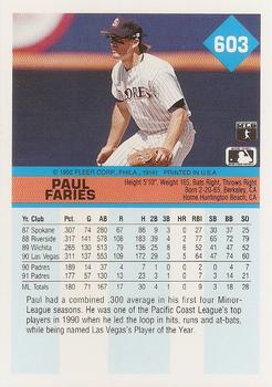 Paul Faries  baseball card collectible - Main Image 2