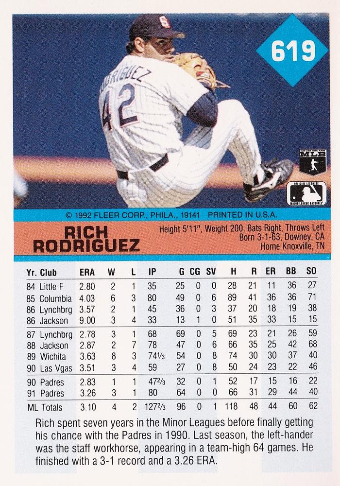 Rich Rodriguez  baseball card collectible - Main Image 2