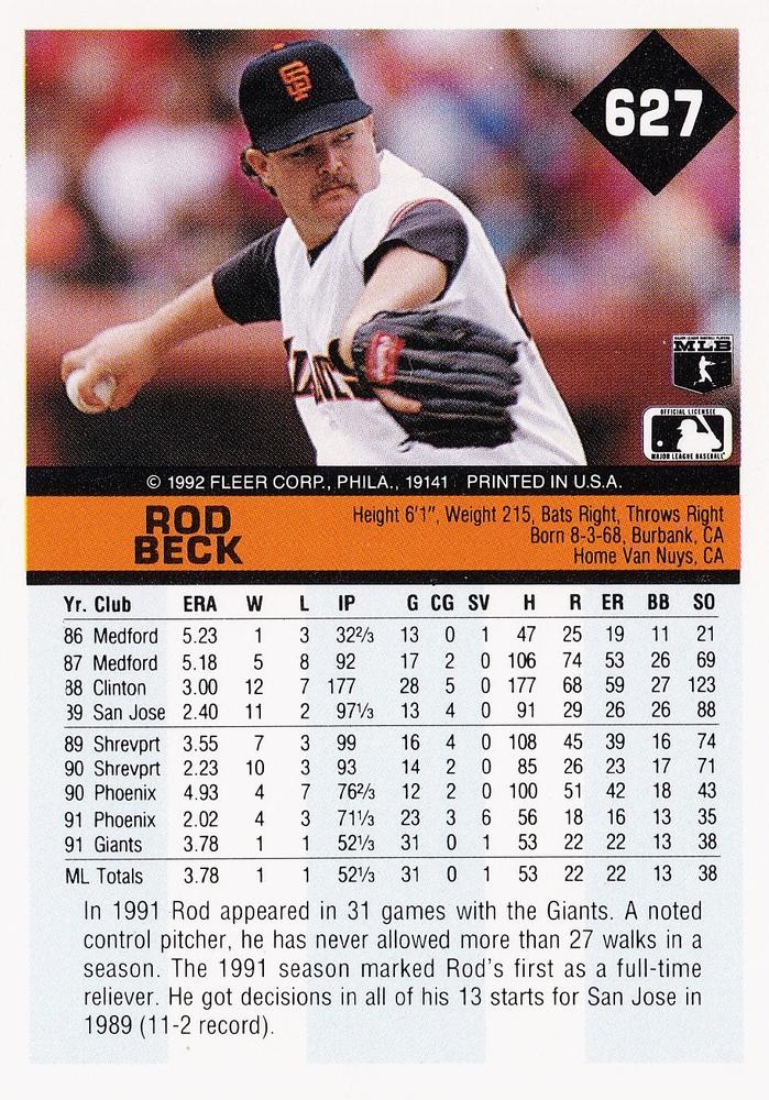 Rod Beck  baseball card collectible - Main Image 2