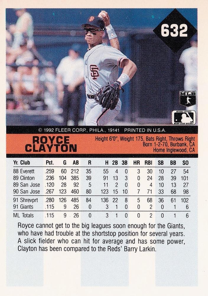 Royce Clayton  baseball card collectible - Main Image 2
