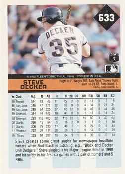 Steve Decker  baseball card collectible - Main Image 2