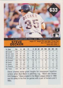 Steve Decker  baseball card collectible - Main Image 2