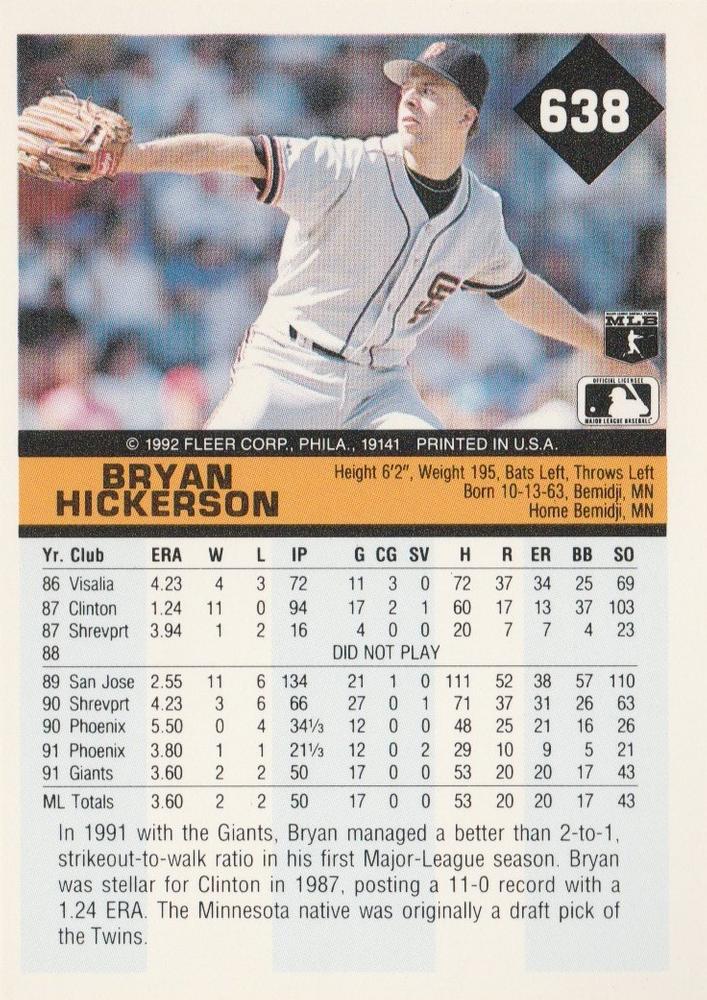 Bryan Hickerson  baseball card collectible - Main Image 2