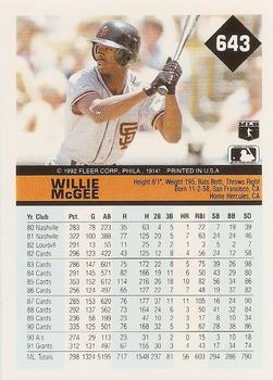 Willie McGee  baseball card collectible - Main Image 2
