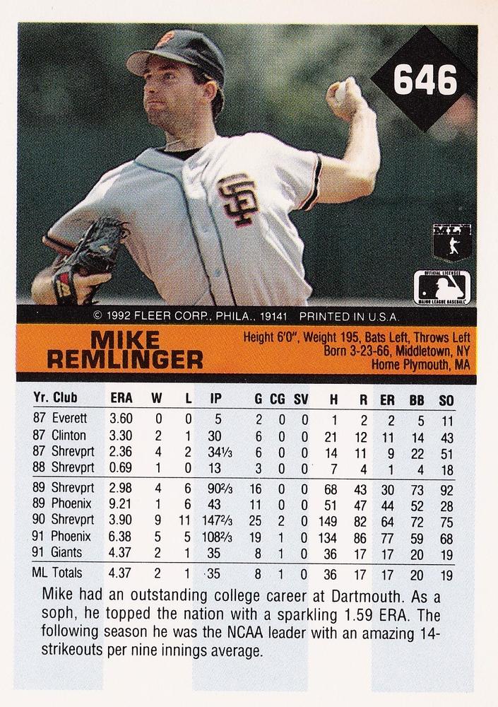 Mike Remlinger  baseball card collectible - Main Image 2
