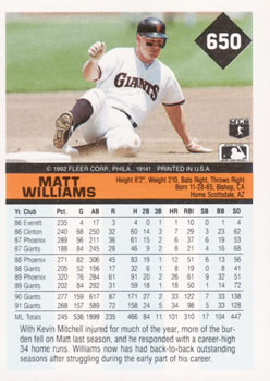 Matt Williams  baseball card collectible - Main Image 2