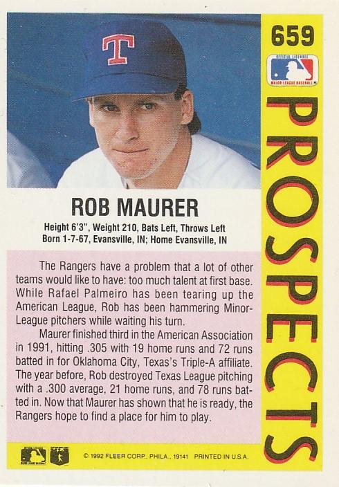 Rob Maurer  baseball card collectible - Main Image 2