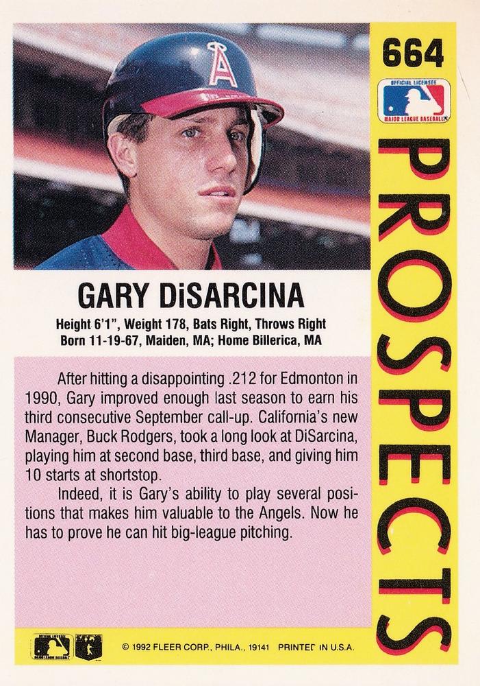 Gary DiSarcina  baseball card collectible - Main Image 2