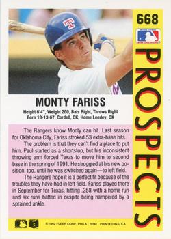 Monty Fariss  baseball card collectible - Main Image 2