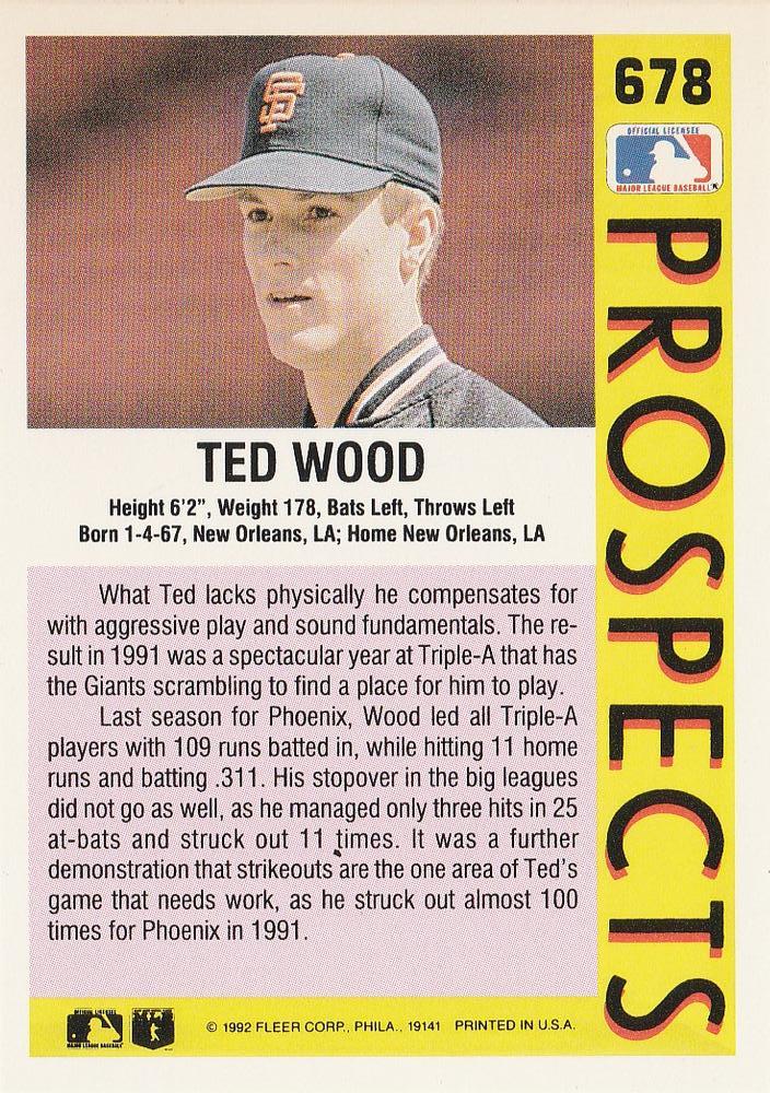 Ted Wood  baseball card collectible - Main Image 2