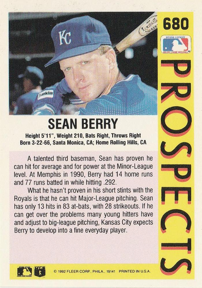 Sean Berry  baseball card collectible - Main Image 2