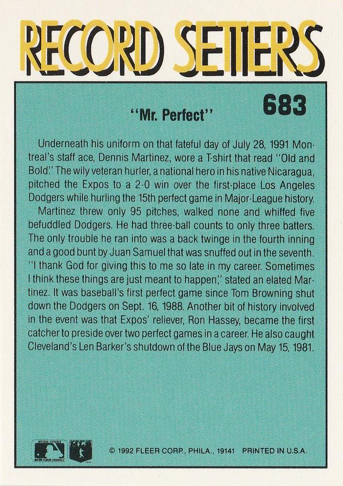 Dennis Martinez  baseball card collectible - Main Image 2