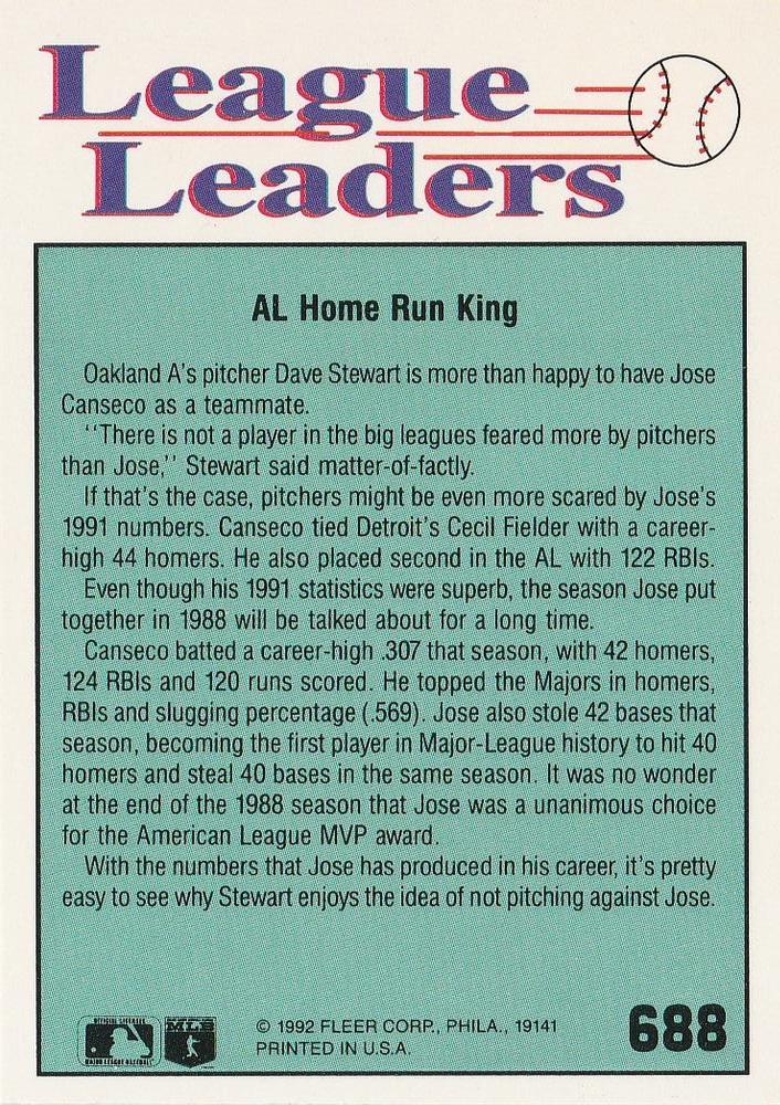 Jose Canseco  baseball card collectible - Main Image 2