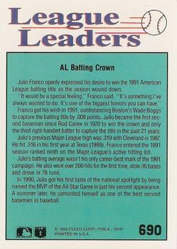 Julio Franco  baseball card collectible - Main Image 2