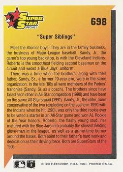 Super Siblings (Roberto Alomar / Sandy Alomar, Jr.)  baseball card collectible - Main Image 2