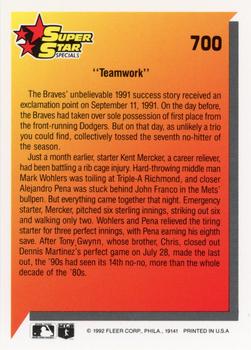 Teamwork (Mark Wohlers / Kent Mercker / Alejandro Pena)  baseball card collectible - Main Image 2
