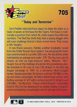 Today and Tomorrow (Mo Vaughn / Cecil Fielder)  baseball card collectible - Main Image 2