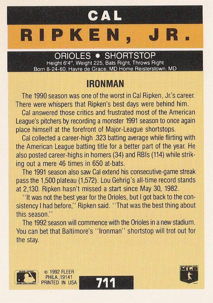 Cal Ripken, Jr.  baseball card collectible - Main Image 2