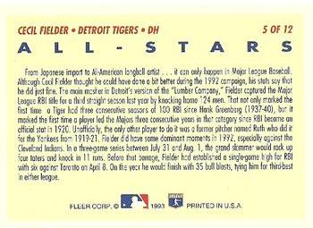 Cecil Fielder  baseball card collectible - Main Image 2