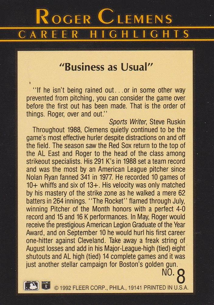 Roger Clemens  baseball card collectible - Main Image 2