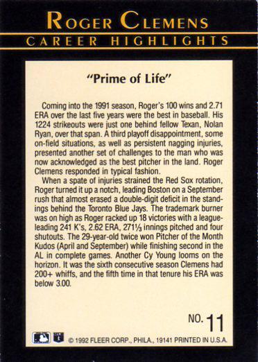 Roger Clemens  baseball card collectible - Main Image 2