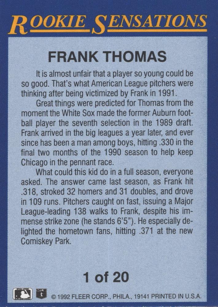 Frank Thomas  baseball card collectible - Main Image 2