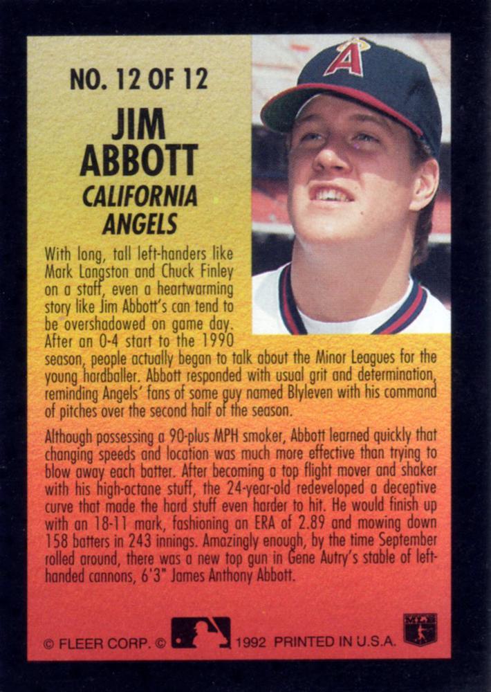 Jim Abbott  baseball card collectible - Main Image 2