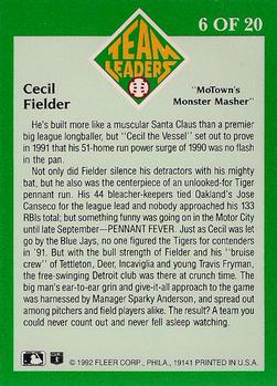 Cecil Fielder  baseball card collectible - Main Image 2