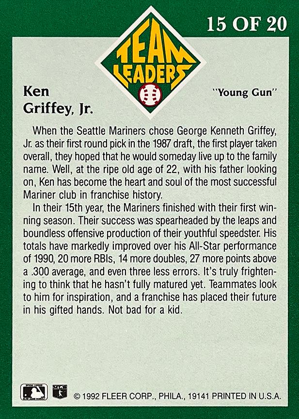 Ken Griffey, Jr.  baseball card collectible - Main Image 2