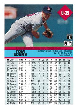 Tom Edens  baseball card collectible - Main Image 2