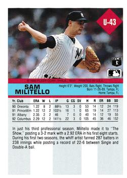 Sam Militello  baseball card collectible - Main Image 2