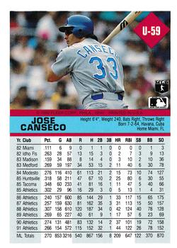 Jose Canseco  baseball card collectible - Main Image 2