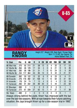 Randy Knorr  baseball card collectible - Main Image 2