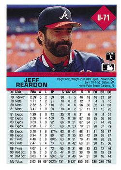 Jeff Reardon  baseball card collectible - Main Image 2