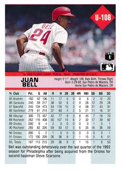 Juan Bell  baseball card collectible - Main Image 2