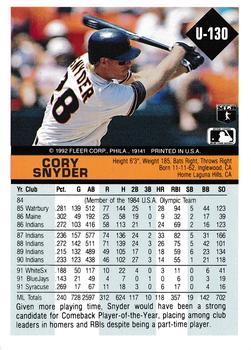 Cory Snyder  baseball card collectible - Main Image 2