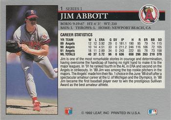 Jim Abbott  baseball card collectible - Main Image 2
