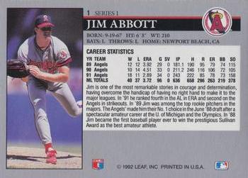 Jim Abbott  baseball card collectible - Main Image 2