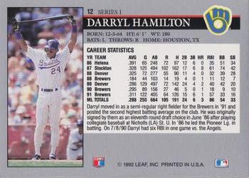 Darryl Hamilton  baseball card collectible - Main Image 2