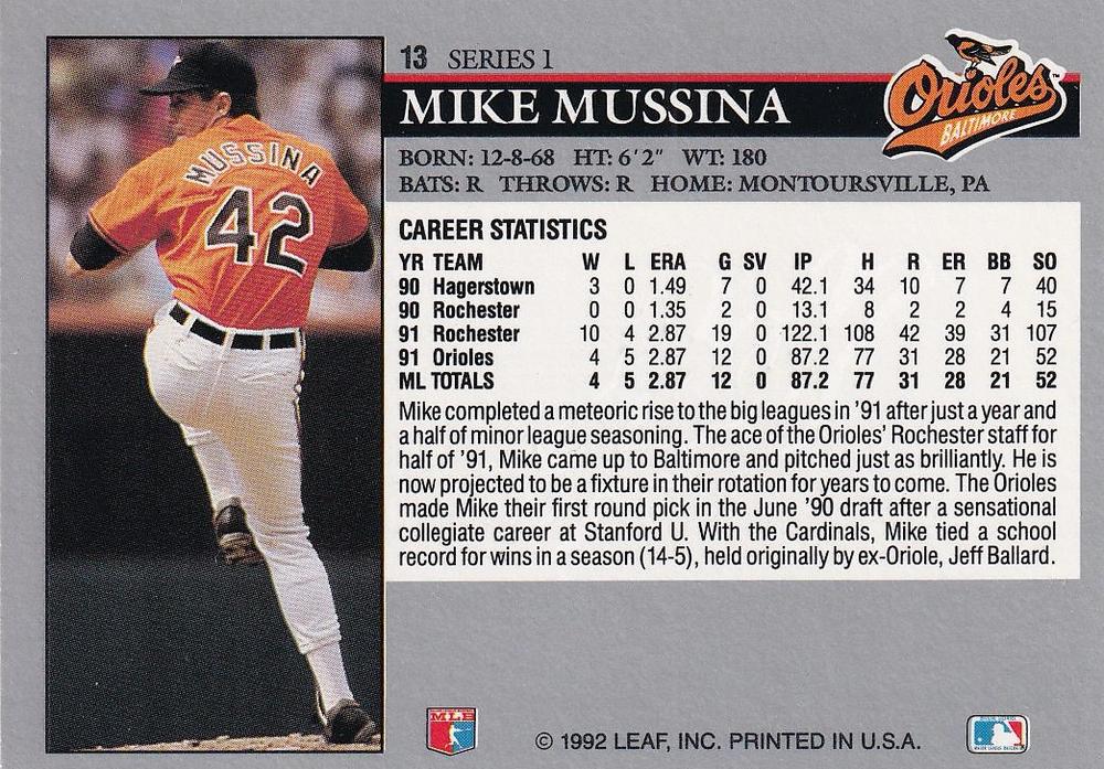 Mike Mussina  baseball card collectible - Main Image 2