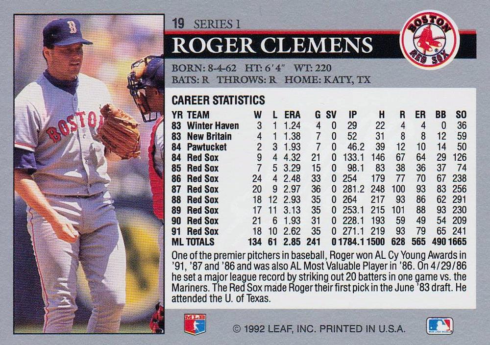 Roger Clemens  baseball card collectible - Main Image 2