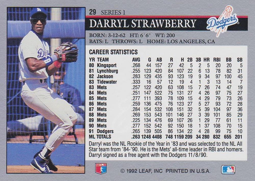 Darryl Strawberry  baseball card collectible - Main Image 2