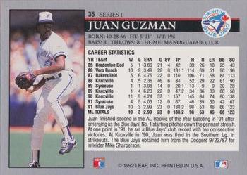 Juan Guzman  baseball card collectible - Main Image 2