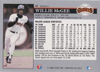 Willie McGee  baseball card collectible - Main Image 2