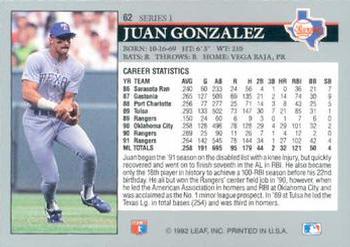 Juan Gonzalez  baseball card collectible - Main Image 2