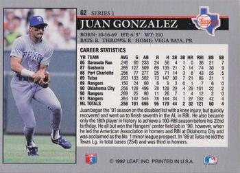 Juan Gonzalez  baseball card collectible - Main Image 2