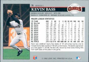 Kevin Bass  baseball card collectible - Main Image 2